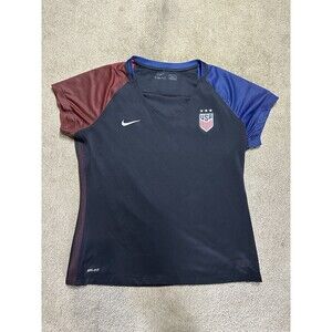 NIKE Authentic‎ Dri Fit USA Women's 2016 Soccer Jersey Sz S Black Red Blue